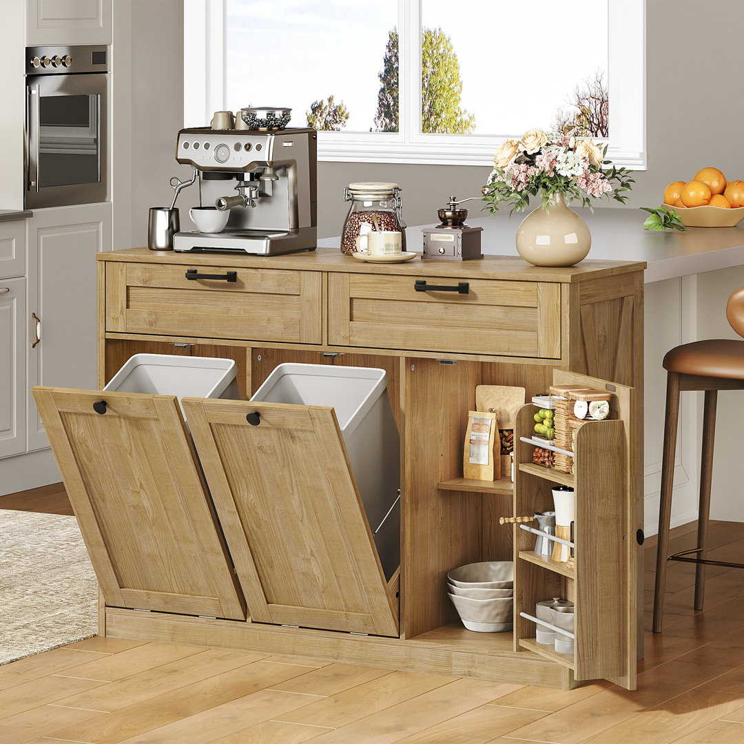 Double Tilt Out Laundry Hamper Cabinet, 43.3" Laundry Storage Cabinet With 2 Removable Baskets